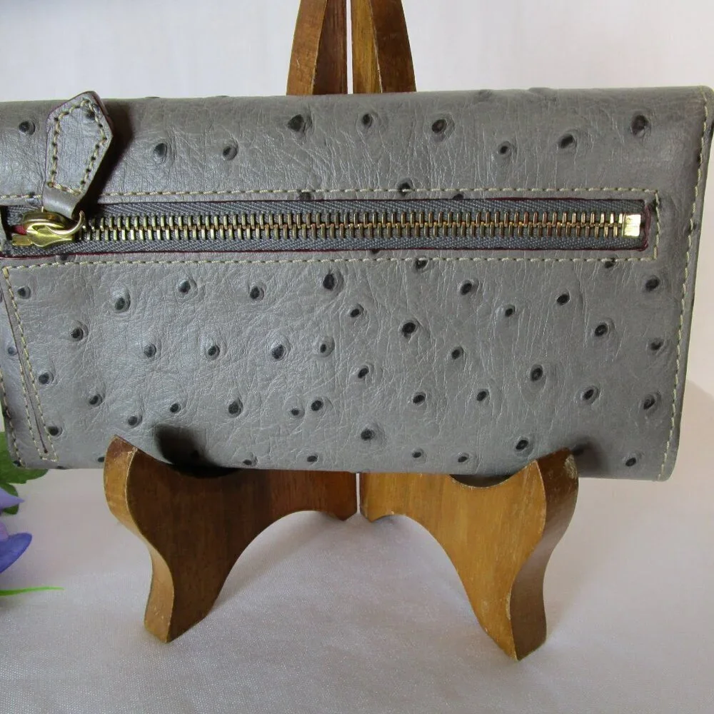 Dooney & Bourke Embossed Ostrich Style Leather Bag, Wallet, Checkbook Cover EUC